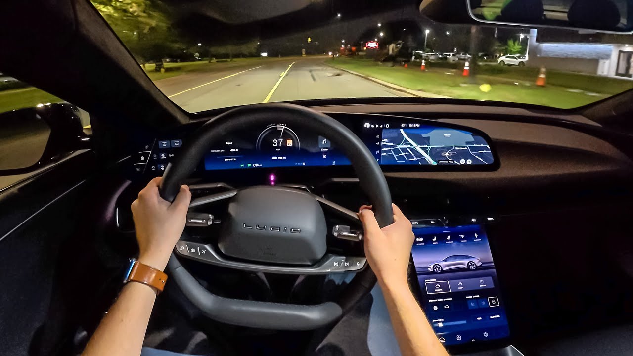 2025 Lucid Air Touring - POV Night Drive (Binaural Audio)