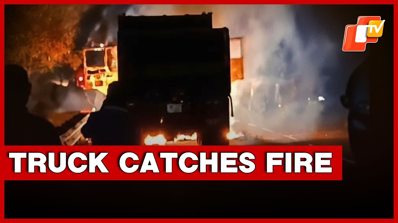 Hyva Truck Engulfed In Flames Near Ramachandrapur In Odisha&rsquo;s Keonjhar District