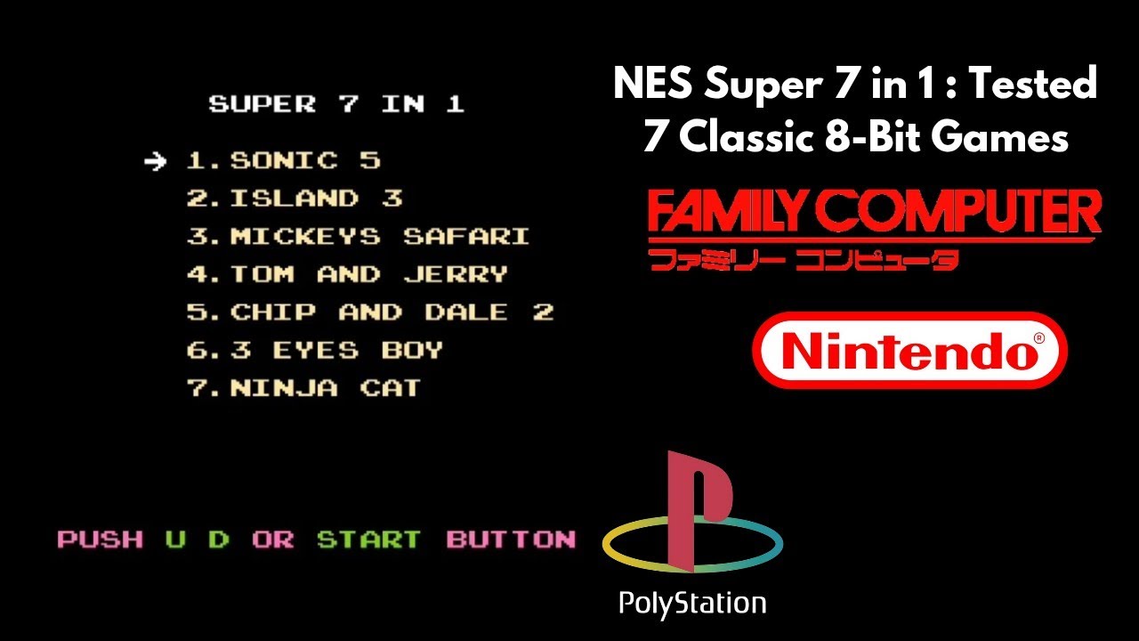 NES Super 7 in 1 : Tested 7 Classic 8-Bit Games (Nes, Famicom, Family Game, Poly Station)