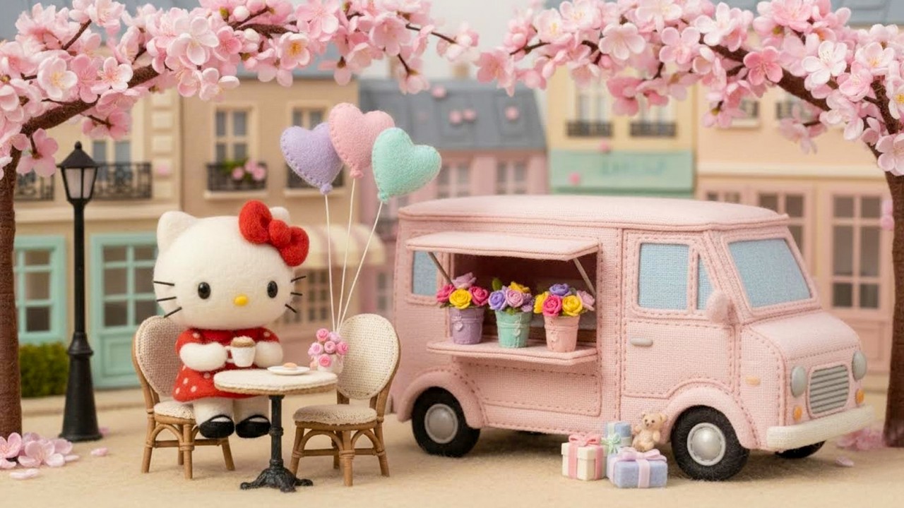 Hello Kitty 🌸 Cherry Blossom Spring Café ☕ Soft Lofi for Relax & Focus