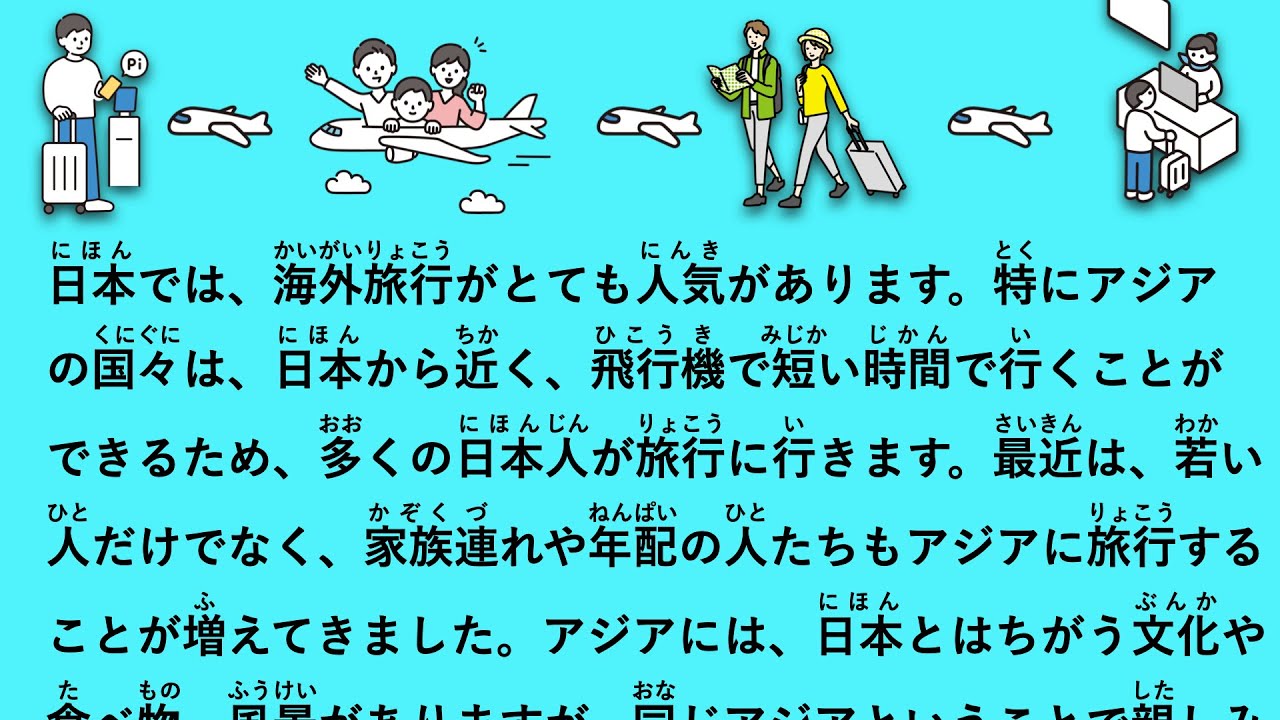【JLPT N3】日本人が好きな旅行先（アジア編） #103