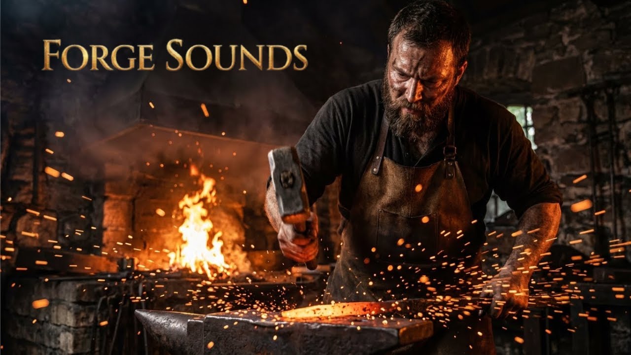 Inside a Medieval Blacksmith's Forge Rain & Fire Ambience   History for Sleep