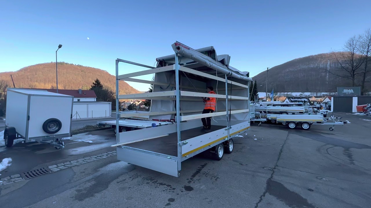Anh&auml;nger BMA GmbH - Schiebeverdeck +Plane & Spriegel mit Werbeaufdruck