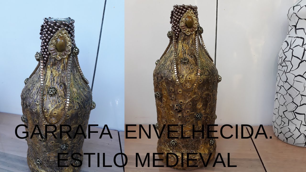 GARRAFA  ENVELHECIDA , RÚSTICA ESTILO MEDIEVAL