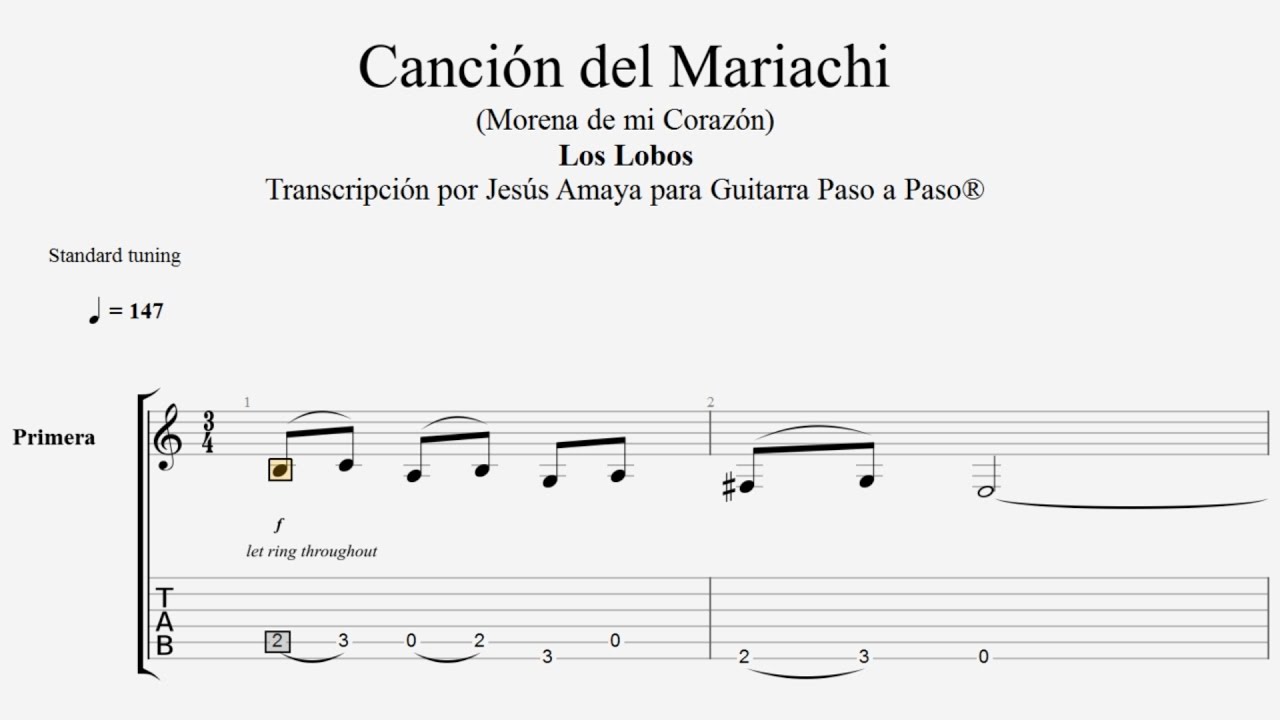El Mariachi - Antonio Banderas - Tablatura por Jes&uacute;s Amaya...