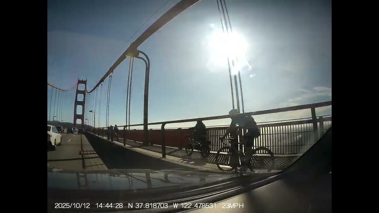 Driving back and forth on the Golden Gate Bridge while listening to its history
