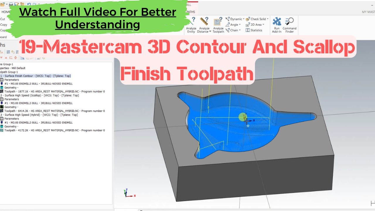 19-Mastercam 3D Contour And Scallop Toolpath#Mastercam 3D Contour#3D Program#Mastercam Scallop#cnc