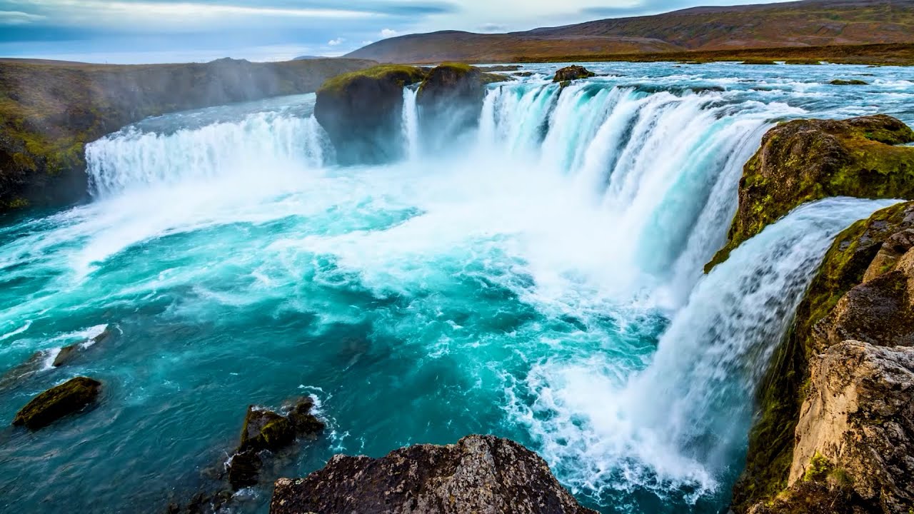 Soothing Godafoss Waterfall Sleep Sounds: 8 Hours of Relaxation & Stress Relief 🌊💤