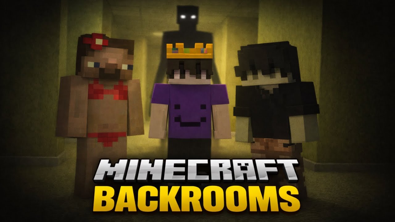 Three idiots explore the BACKROOMS (Minecraft horror)￼￼