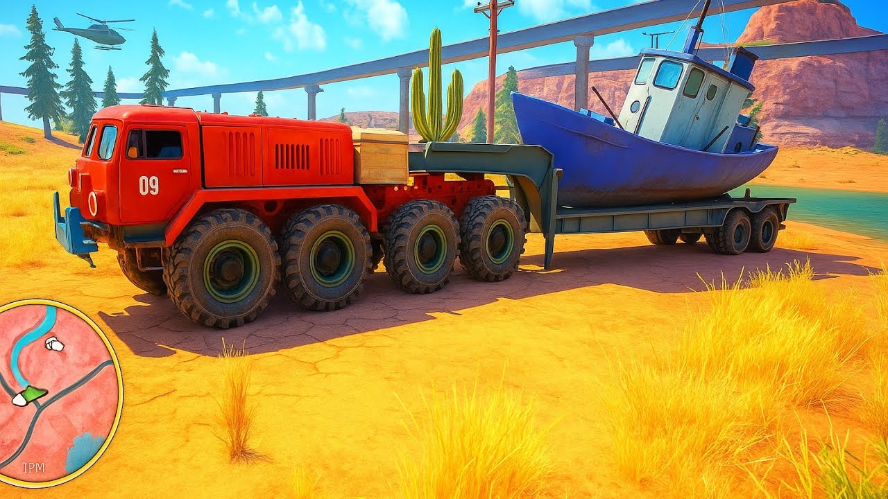 Titan Truck Loads Fishing Boat | Red Canyon River Crossing | Off The Road Unleashed Nintendo Switch
