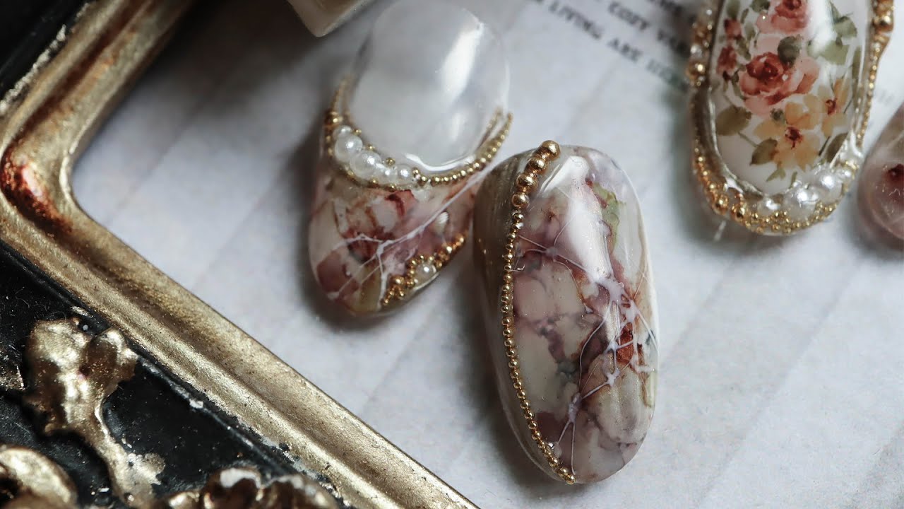 Finecolor復古歐洲大理石紋暈染凝膠美甲～美甲教學/Nailart/ネイル/네일