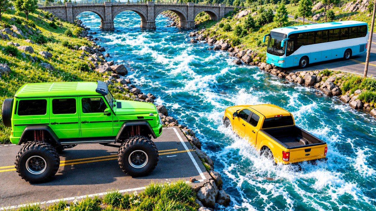 DEEP and Fast Flowing River vs CARS | Fails & Crashes in BeamNG.drive #41