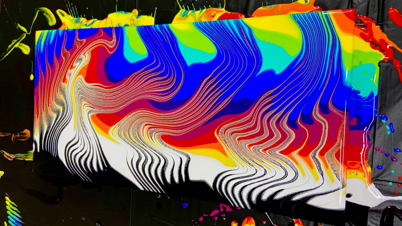 How to Draw Easy Acrylic Abstract | Pour Painting With a Comb