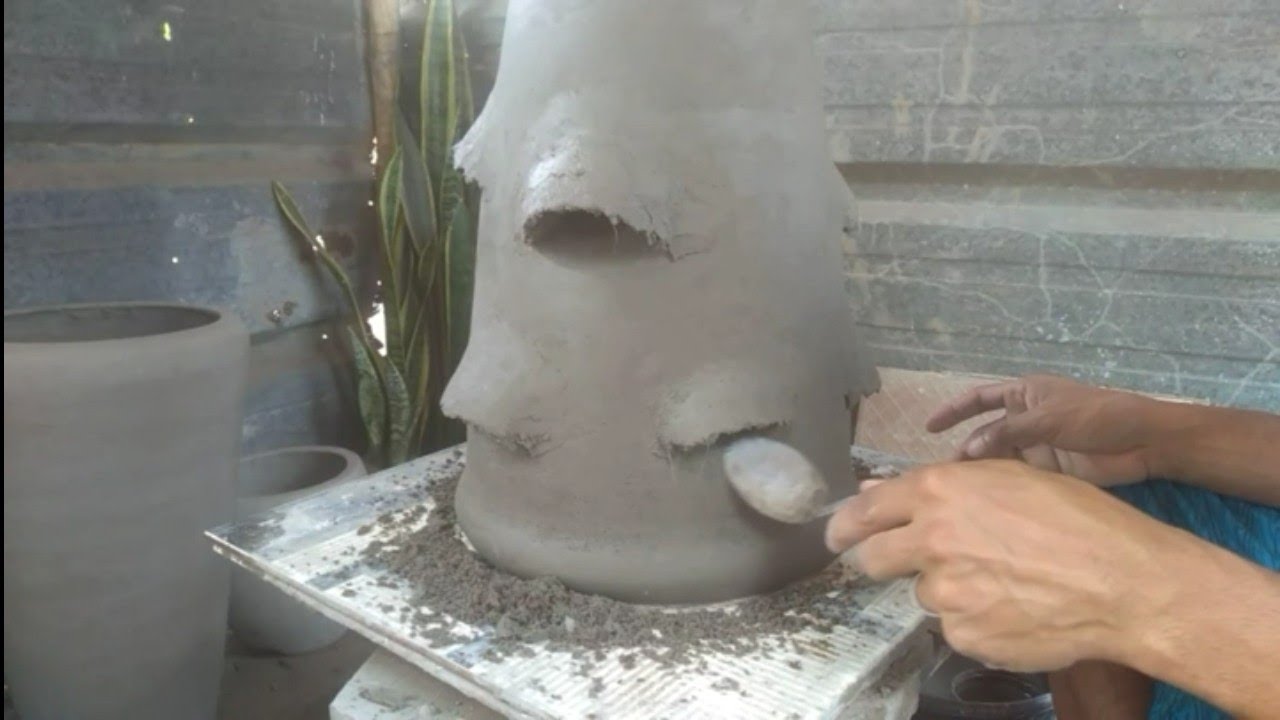 Vaso morangueira de cimento. Cement ideas for garden. Original cement pot