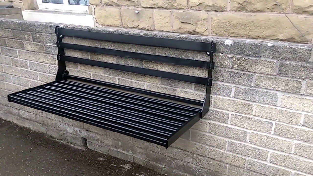 2 Seat Space Saving - Wall Mounted Foldaway Metal Garden Seat / Bench - www.sheffarc.com