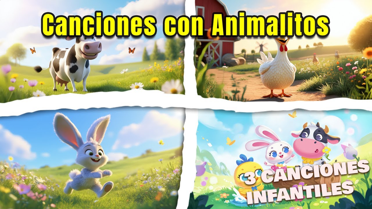 Un Mundo Musical con Animalitos del Bosque y la Granja 🐾🎶 | Tres Canciones Infantiles para Jugar