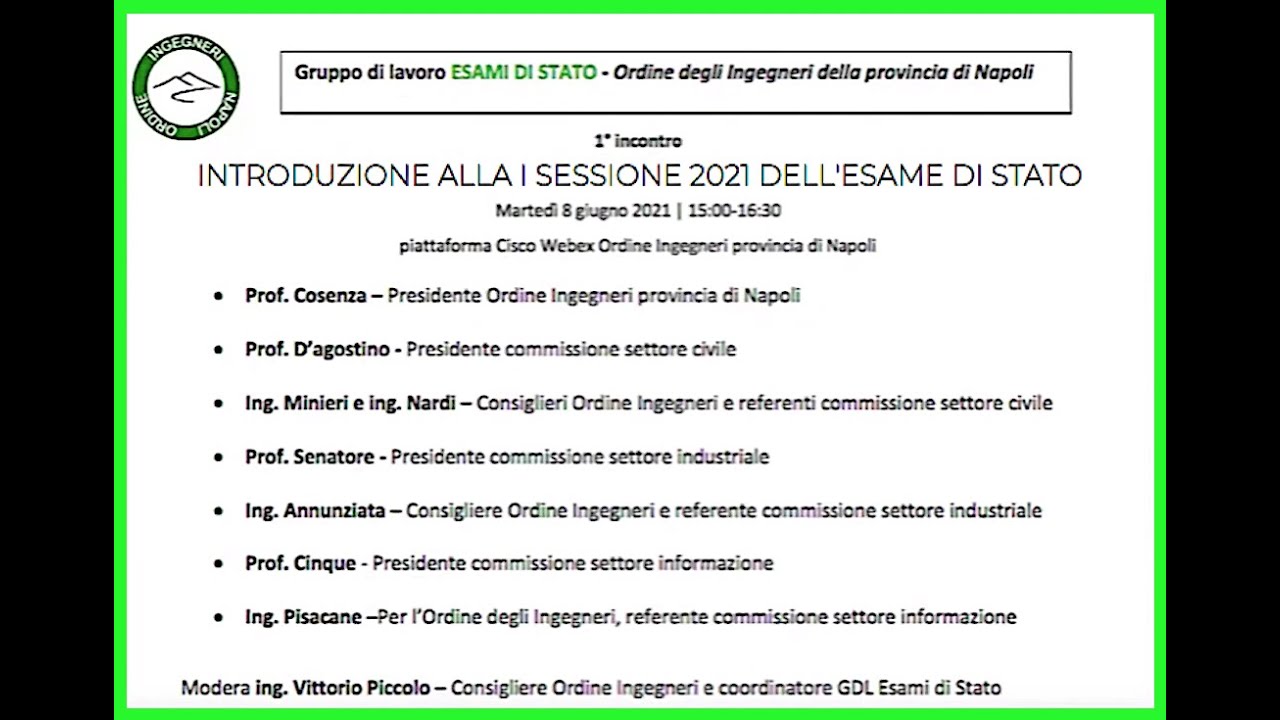 INTRODUZIONE ALLA I SESSIONE 2021 DELL'ESAME DI STATO  - Registrazione webinar dell'8 giugno 2021