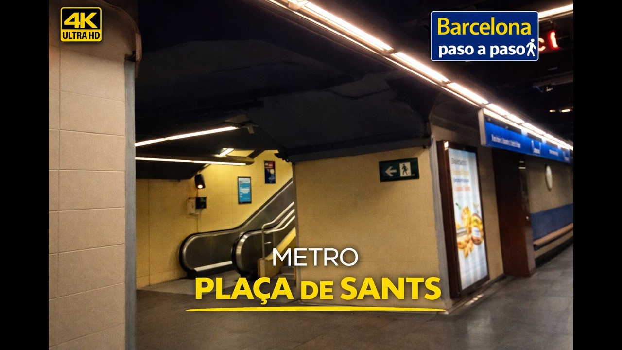 Metro Plaça de Sants L 5 | Barcelona en metro | Paseos por Barcelona 4K | España