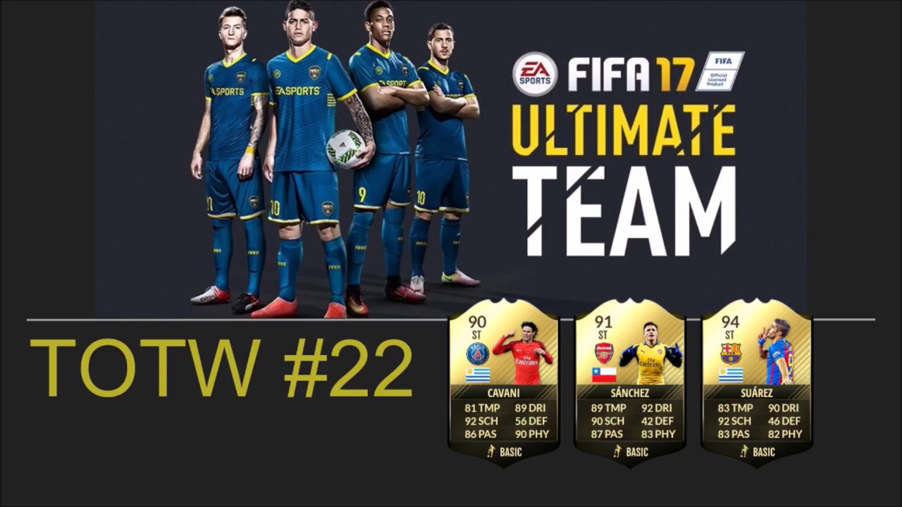 FIFA 17 ULTIMATE TEAM FUT TOTW 22 PREDICTION | CAVANI | SANCHEZ | SUAREZ