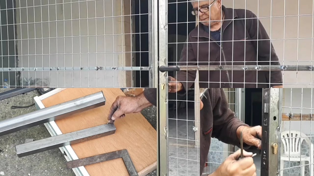 Πόρτα με πλέγμα κατασκευή Door with mesh construction