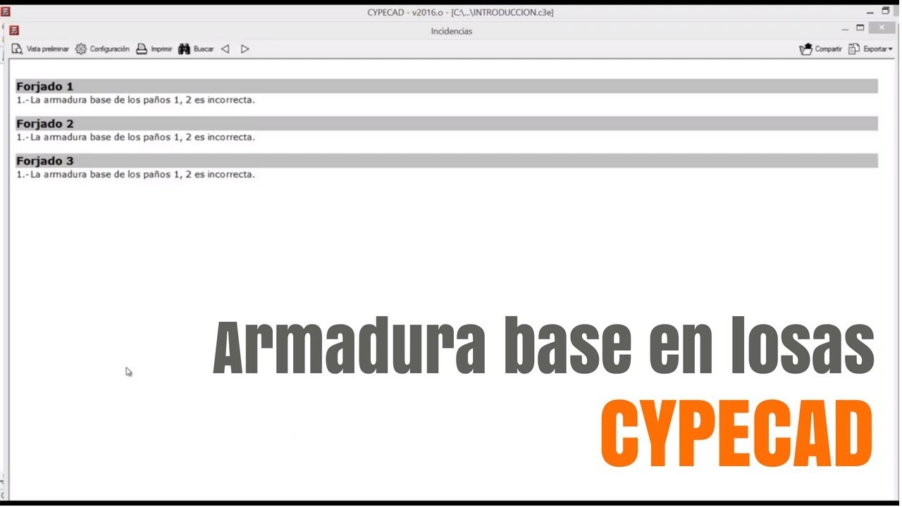 Como solucionar problema de armadura base en CYPECAD