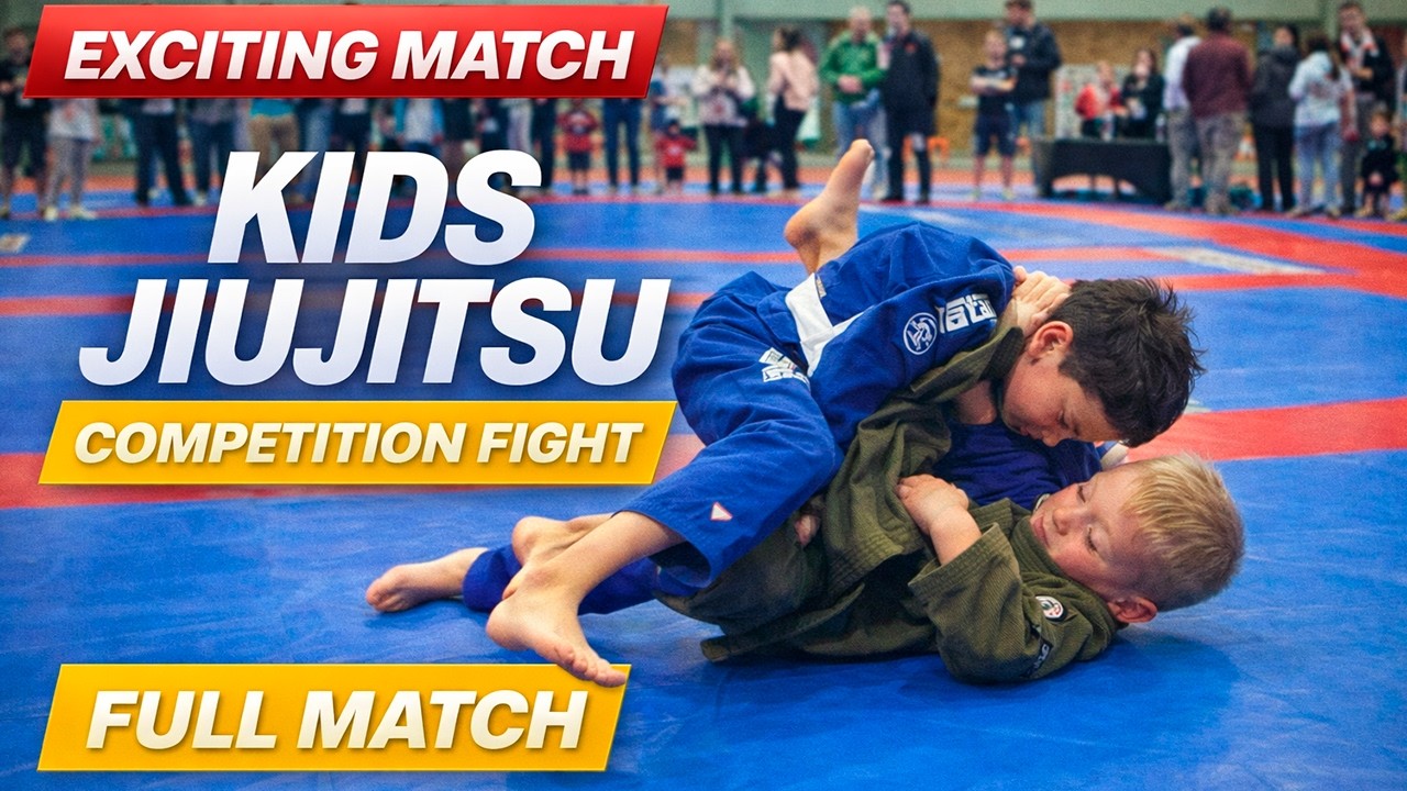 Professional Kids Brazilian Jiu Jitsu match filmed during a real competition event.