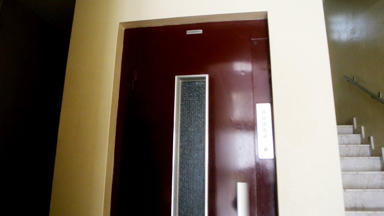 Vintage EFACEC traction elevator in Ponta Delgada, Azores Islands, Portugal