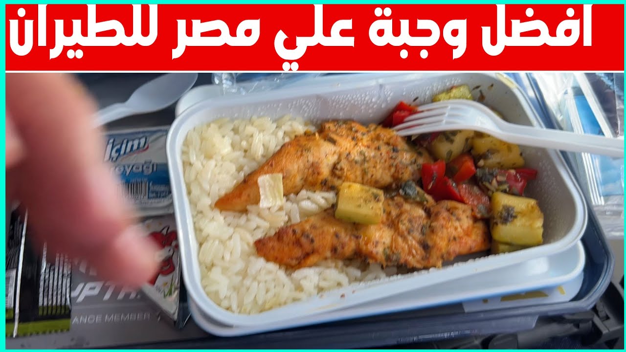 افضل وجبة علي طائرة مصر للطيران وتجربة الهبوط في مطار القاهرة الدولي