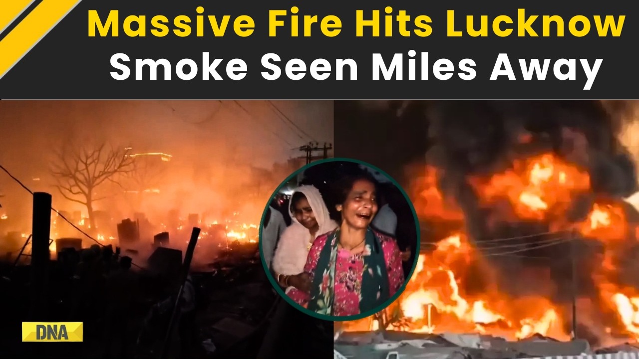 Lucknow Fire News: Massive Fire in Lucknow Slum Cluster; Thick Smoke Seen Miles Away