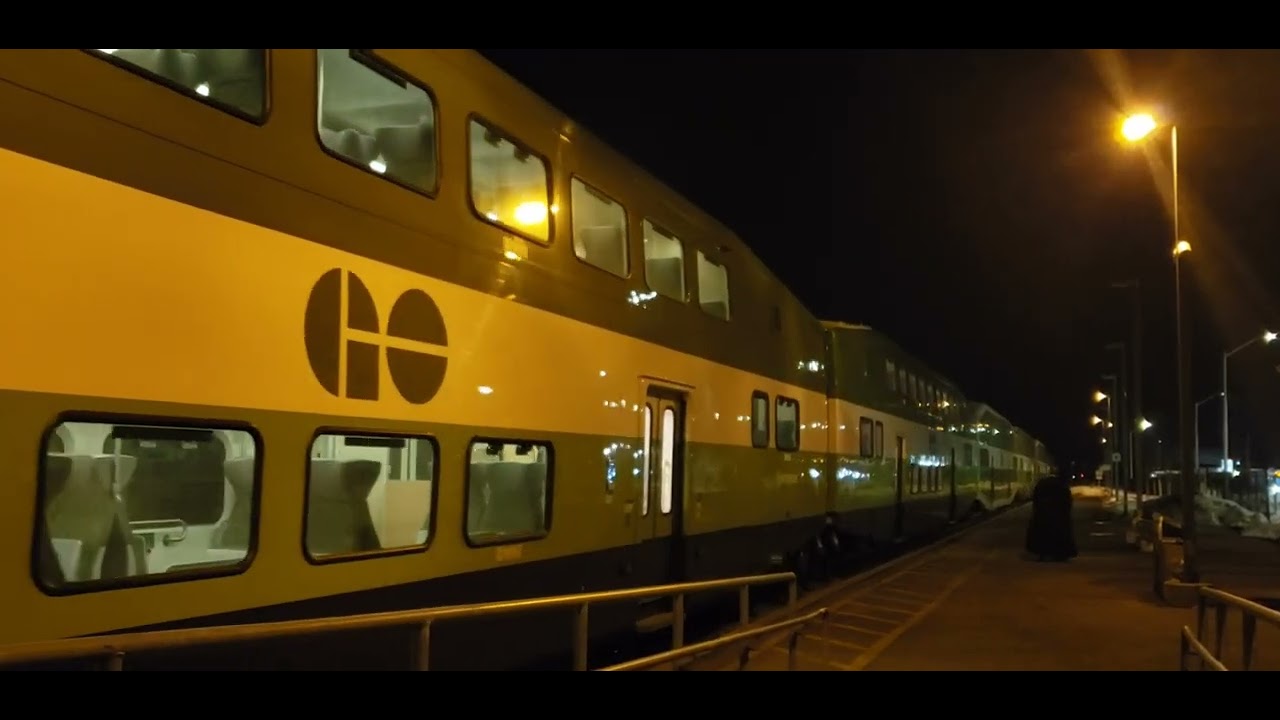 February 15 2026 GO Train old Cab car arriving at St Catharines station