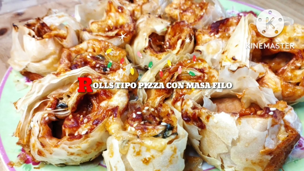 ROLLS tipo Pizza con masa FILO #recipes #aperitivo #recetacasera
