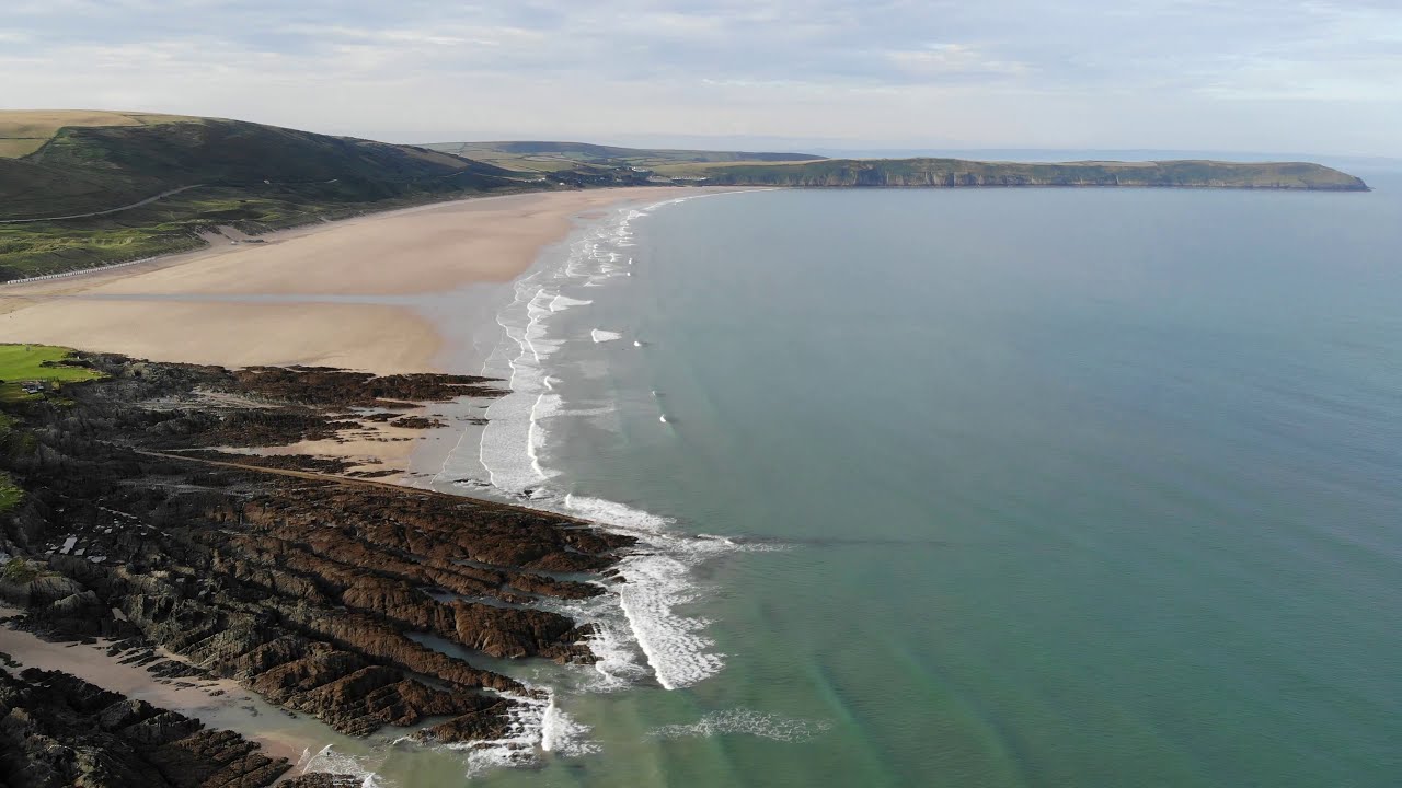 Woolacombe and Barricane beach - North Devon - 4k - drone footage