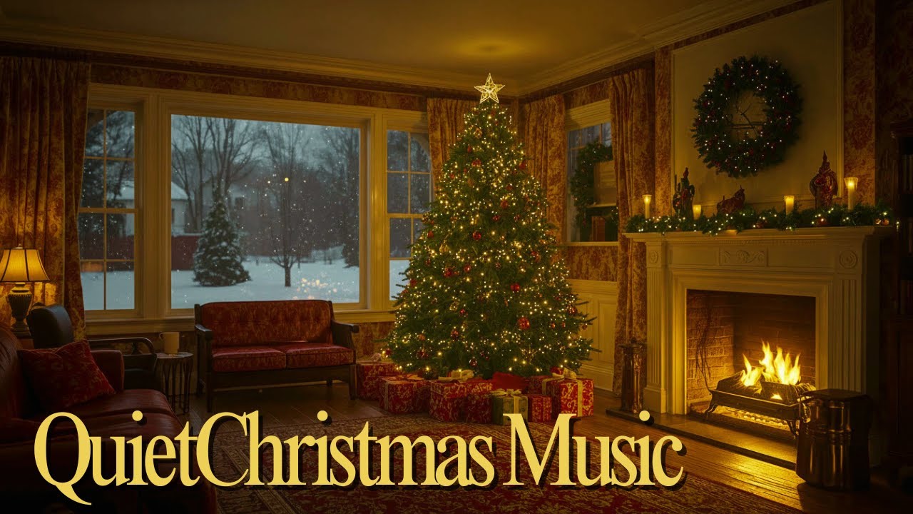 Classic Christmas Songs in a Cozy Living Room 🎄 Fireplace Ambience & Snowfall