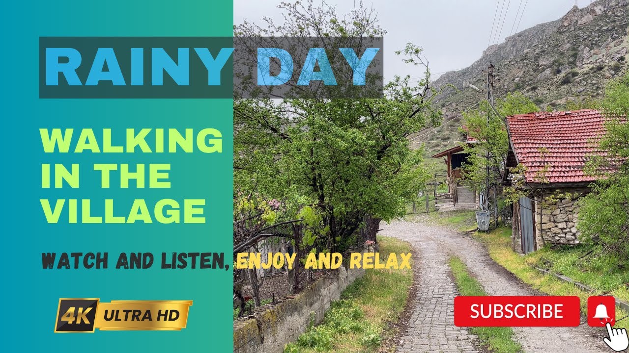 Walking Through a Gorgeous Village on a Rainy Day: A Visual and Auditory Delight, 4k HDR 60FPS