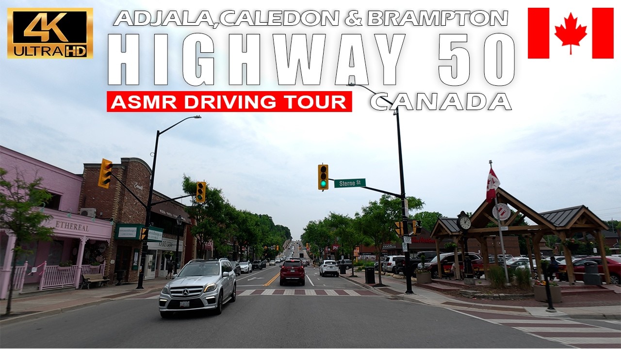 ASMR Driving Tour 4K | Highway 50 ADJALA-CALEDON-BRAMPTON, Ontario, Canada | Scenic No Talking Drive