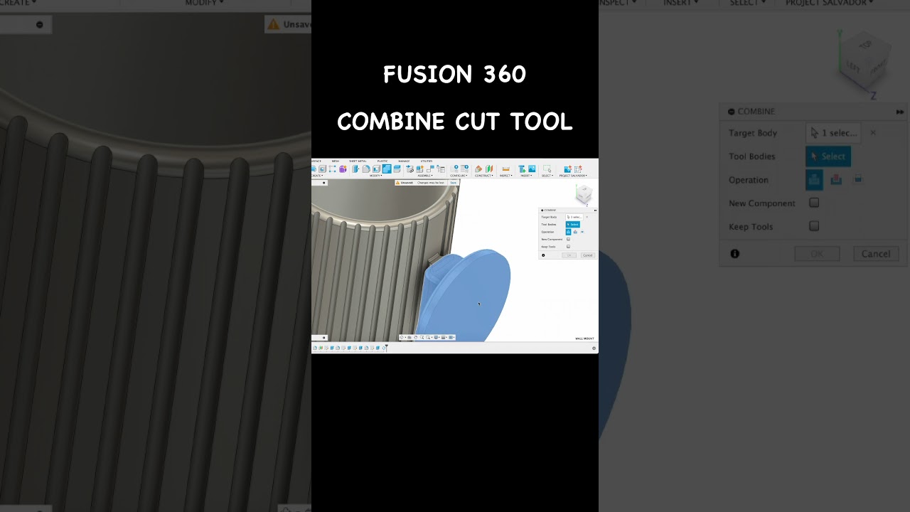 "Fusion 360 Combine Tool Trick 💥 Cut One Body with Another!"