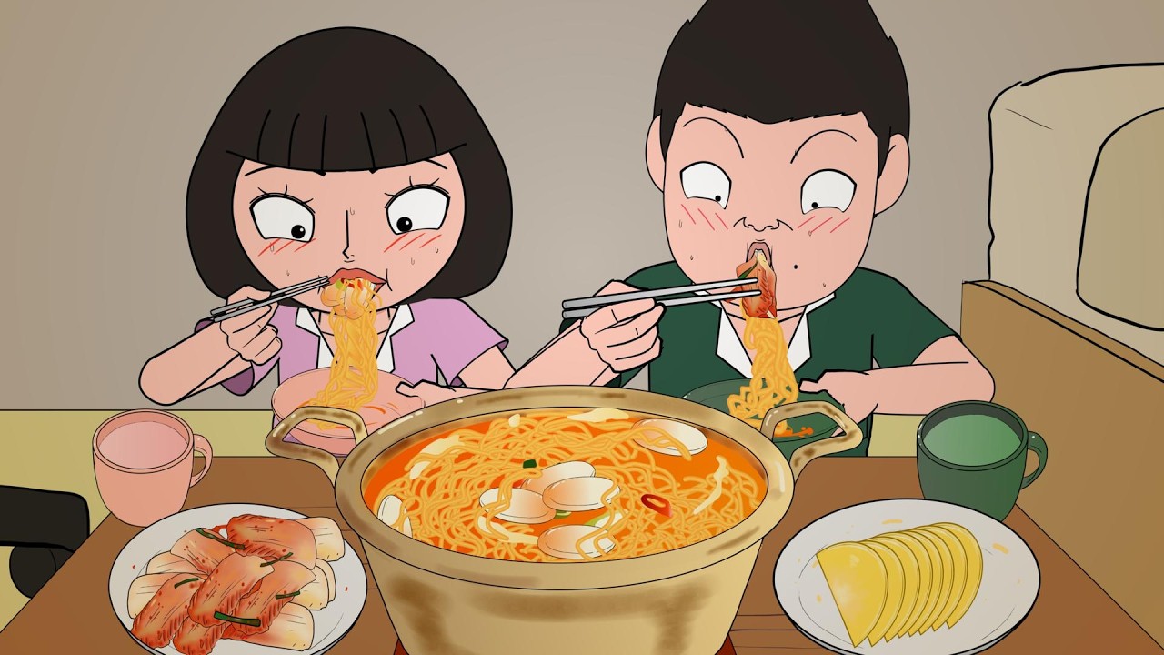 엄마 몰래 새벽에 라면 먹방