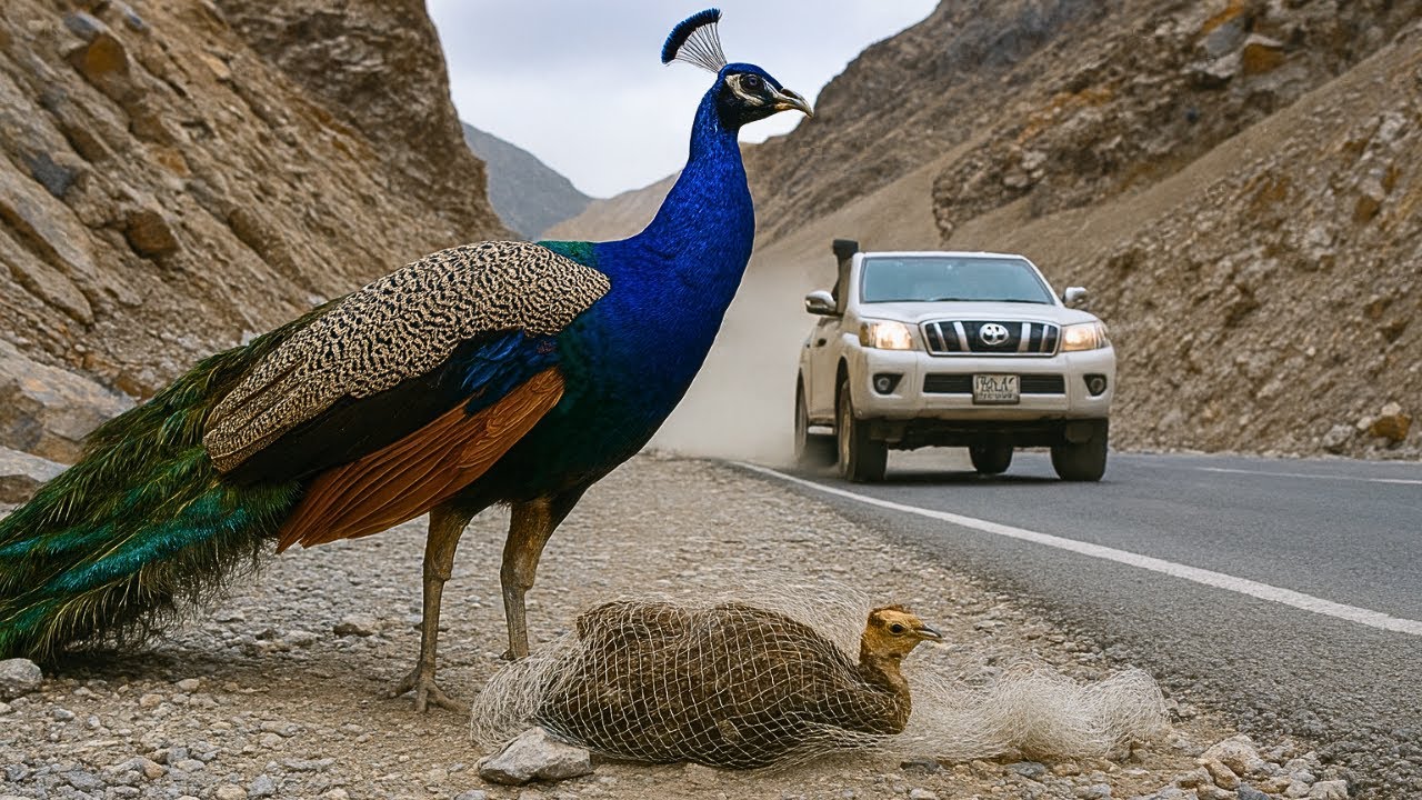Rescuing a Peacock Chick Trapped in a Net - Heartwarming Moment