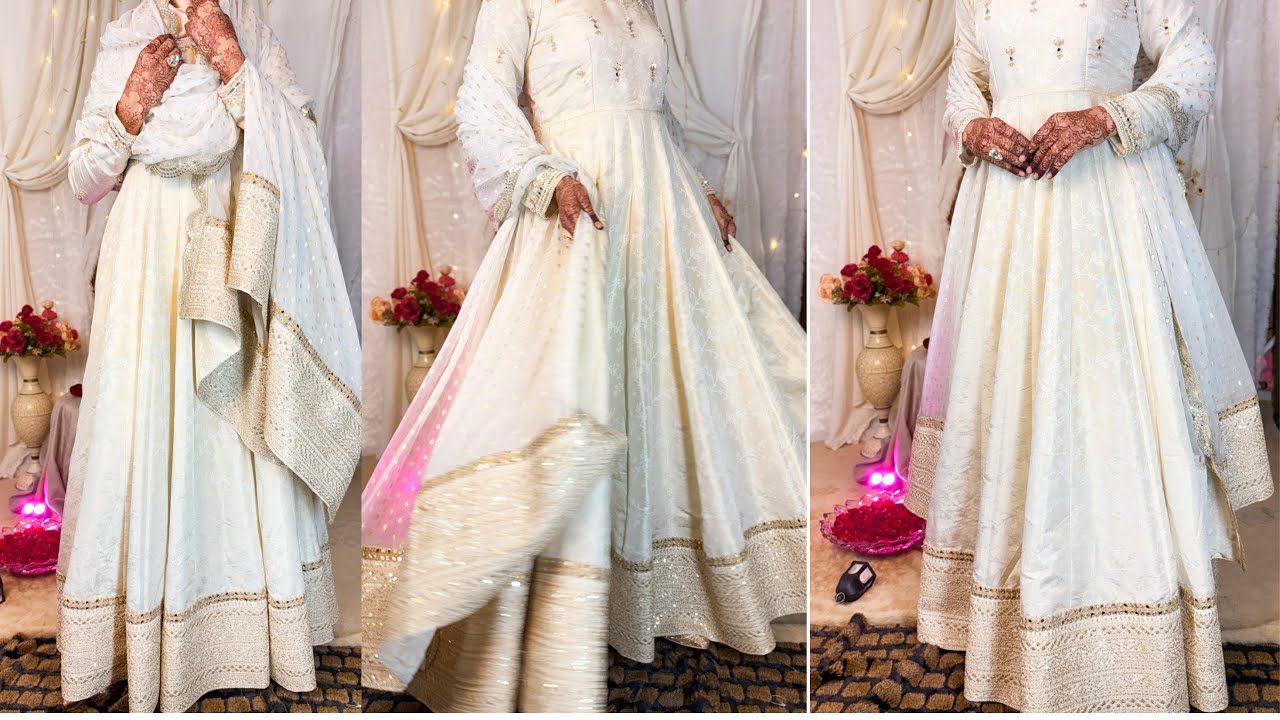 51//Outfit out of#100 Designing Embroidery with lace Anarkali dress || Anarkali design with lace 