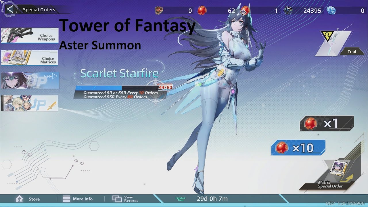 Tower of Fantasy - Aster - Summon & Flight Testing