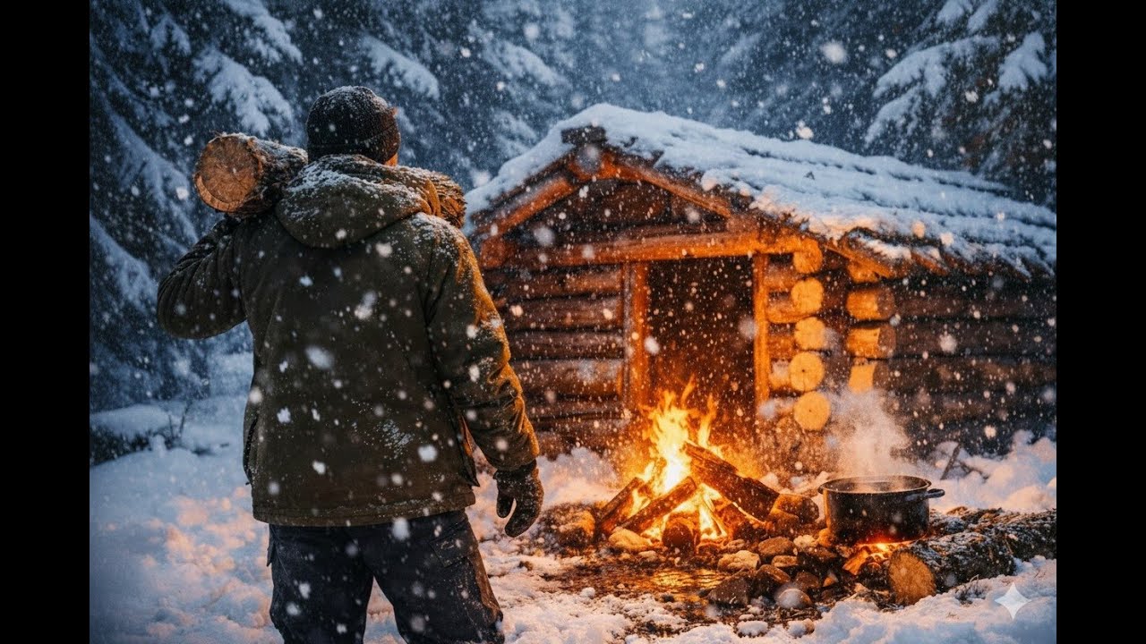 Silent Snowy Survival: One Man, One Shelter, Endless Calm