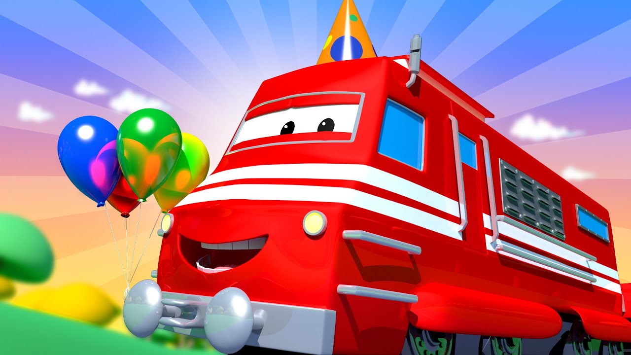Troy The Train -  Special father'S Day - Carrie'S Surprise Party For Teddy - Train videos for kids