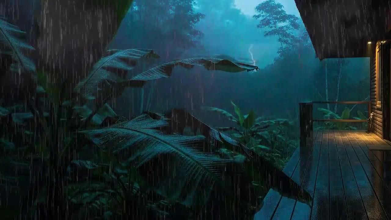 Sleep Now with Soft Rainfall and Distant Thunder at Cozy Cabin 🌧️
