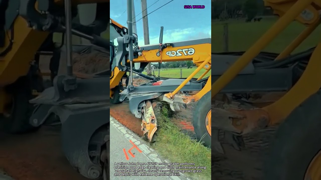 Precision Motor Grader Road Edge Clearing Operation #worker #process #heavyequipment #roadwork