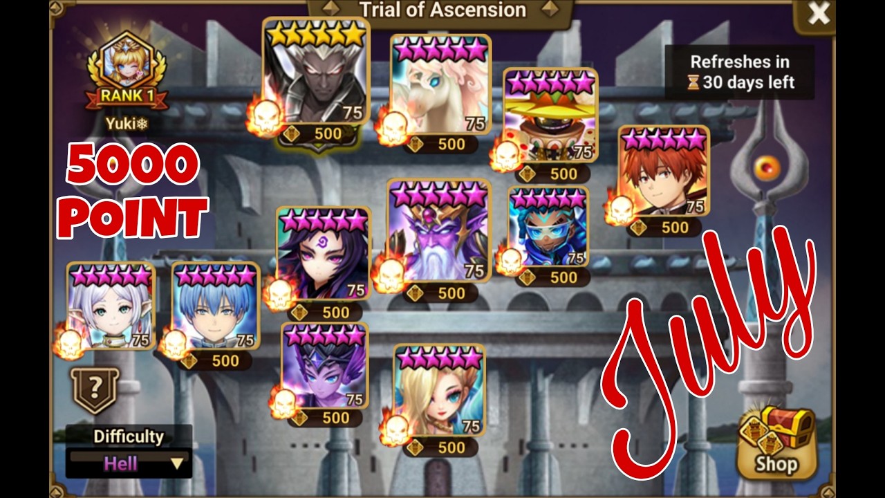 TOA Hell July 2026 Stage 1-10 (5000 Point) - Summoners War