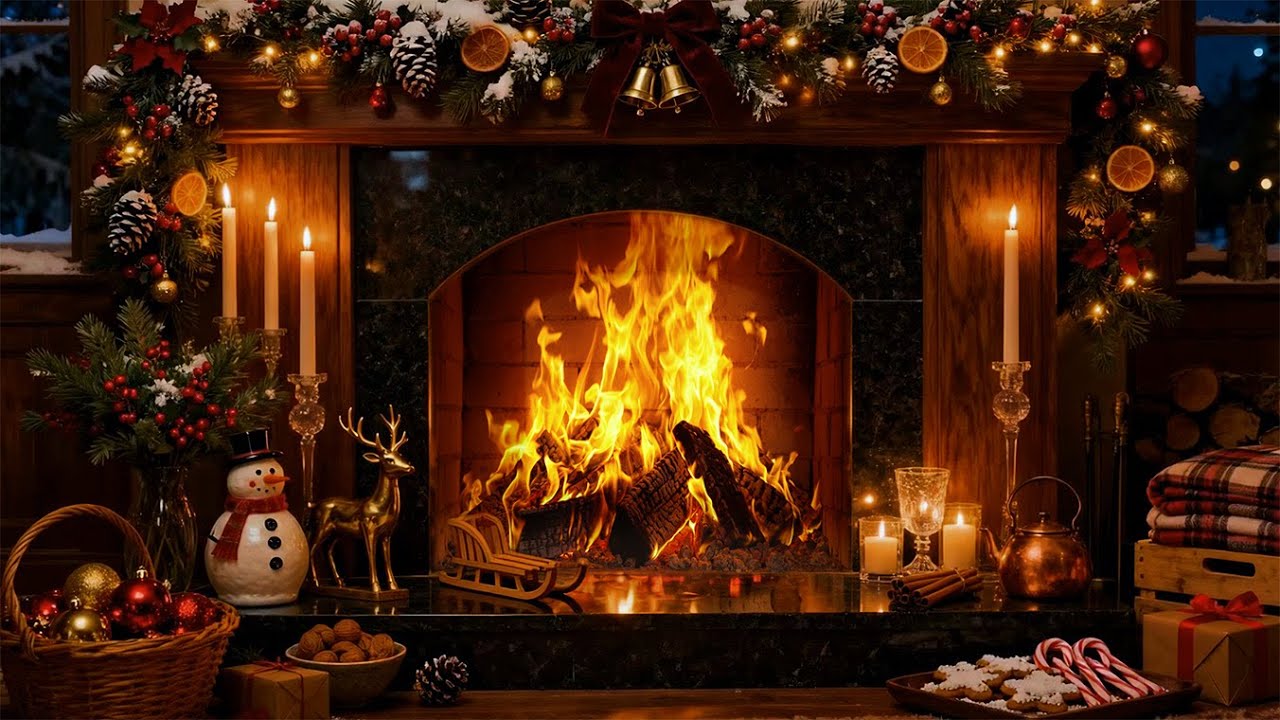 Calm Christmas Fireplace 🔥🎄 Gentle Crackles for Positive Evening Mood & Ultimate Relaxation
