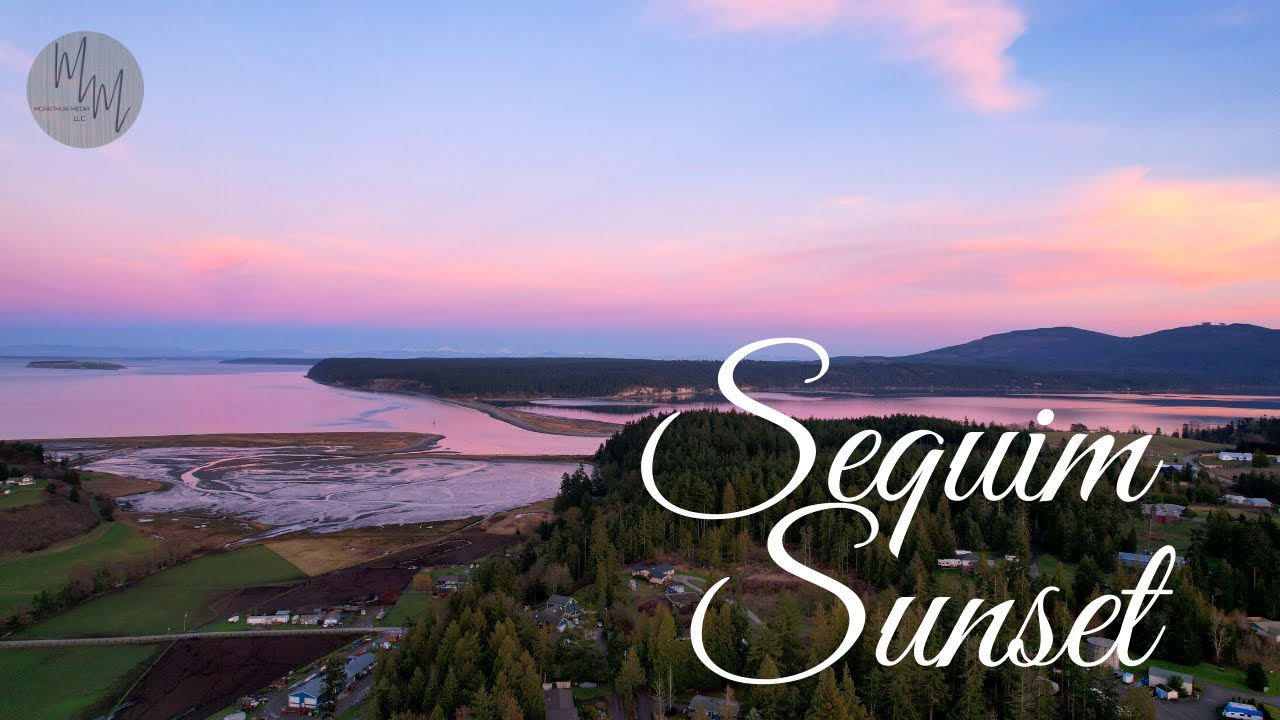 Low Tide and Cotton Candy Sky - Sequim, WA Drone Footage