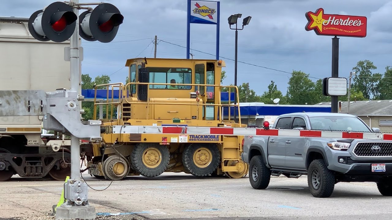 Truck Stuck On RR Crossing, How Trackmobiles Work, 5 Track RR Crossing In Circleville, Ohio!  Repost