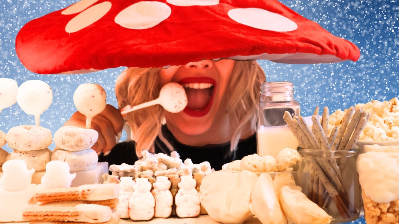 ALL White Christmas Winter Wonderland Mukbang ASMR (All White Foods)