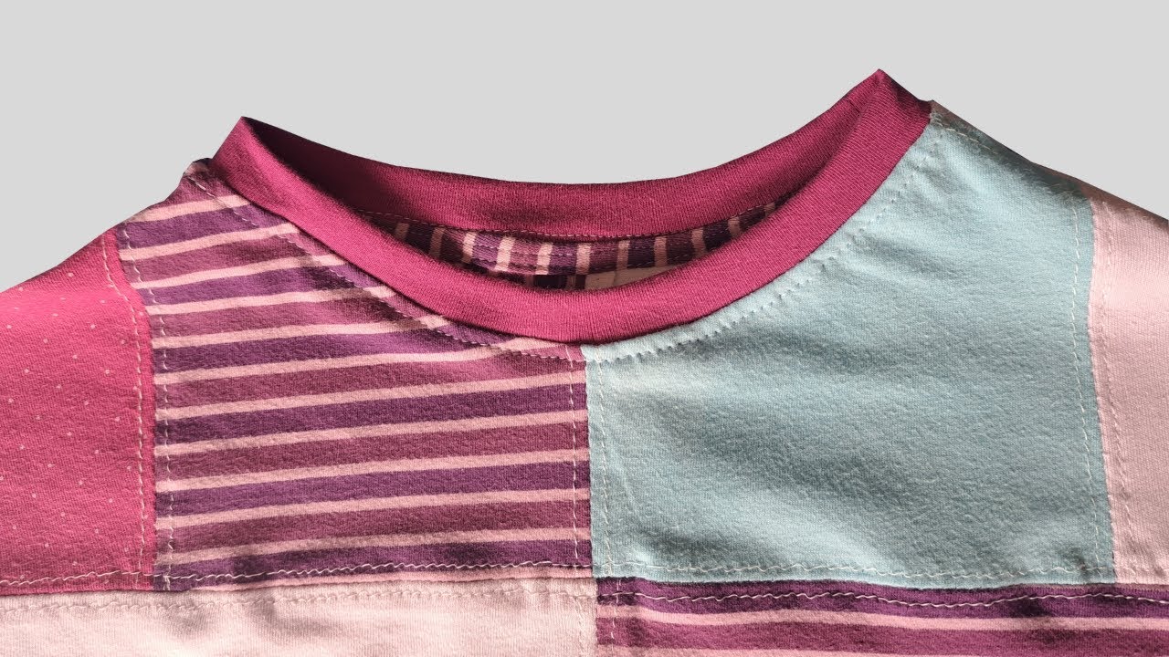 💗 Como coser  CUELLO de CAMISETA con MÁQUINA CASERA / cuello REDONDO